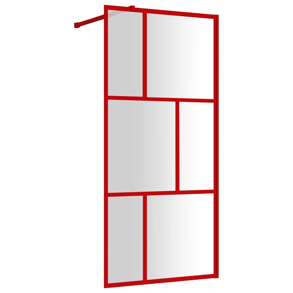 Vidaxl Walk-in shower wall Transparent 90x195 cm ESG glass red