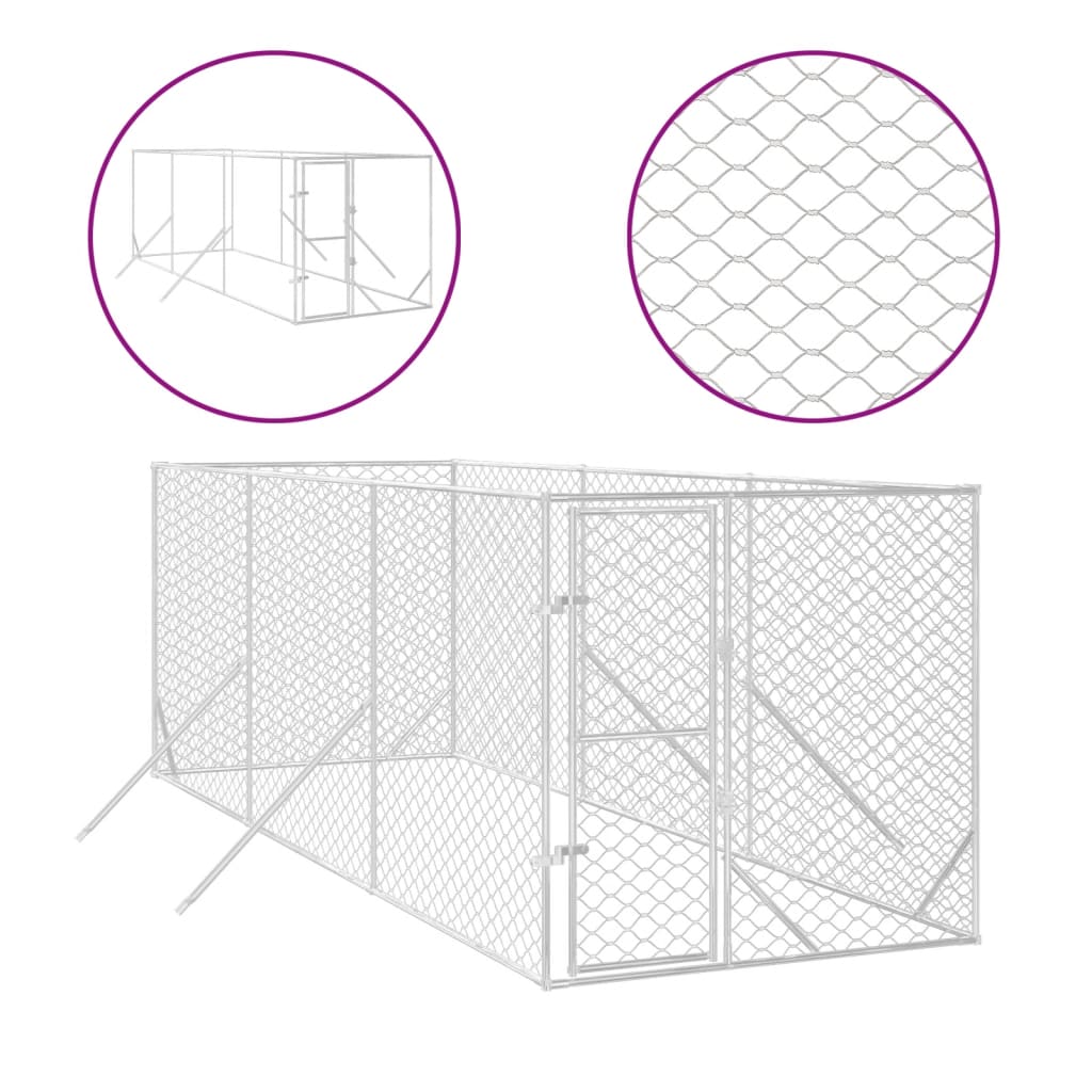 Vidaxl Dog Kennel til eksterne 2x6x2 m galvaniseret stålsølv