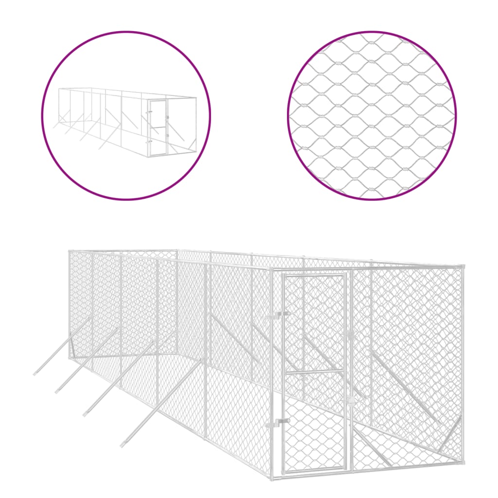 Vidaxl -Hundezwinger für Außen 2x10x2 m verzinktes Stahl Silber