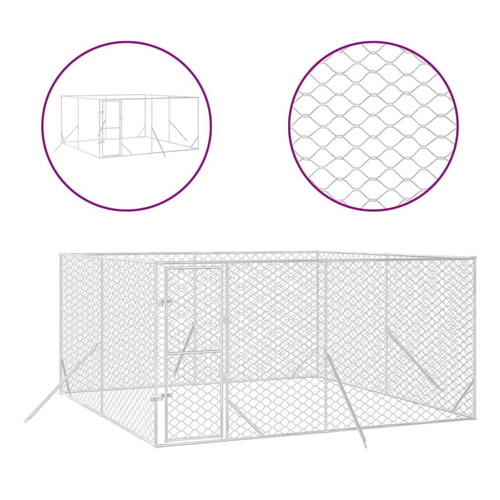 Vidaxl hundkennel för utanför 4x4x2 M galvaniserat stål silver