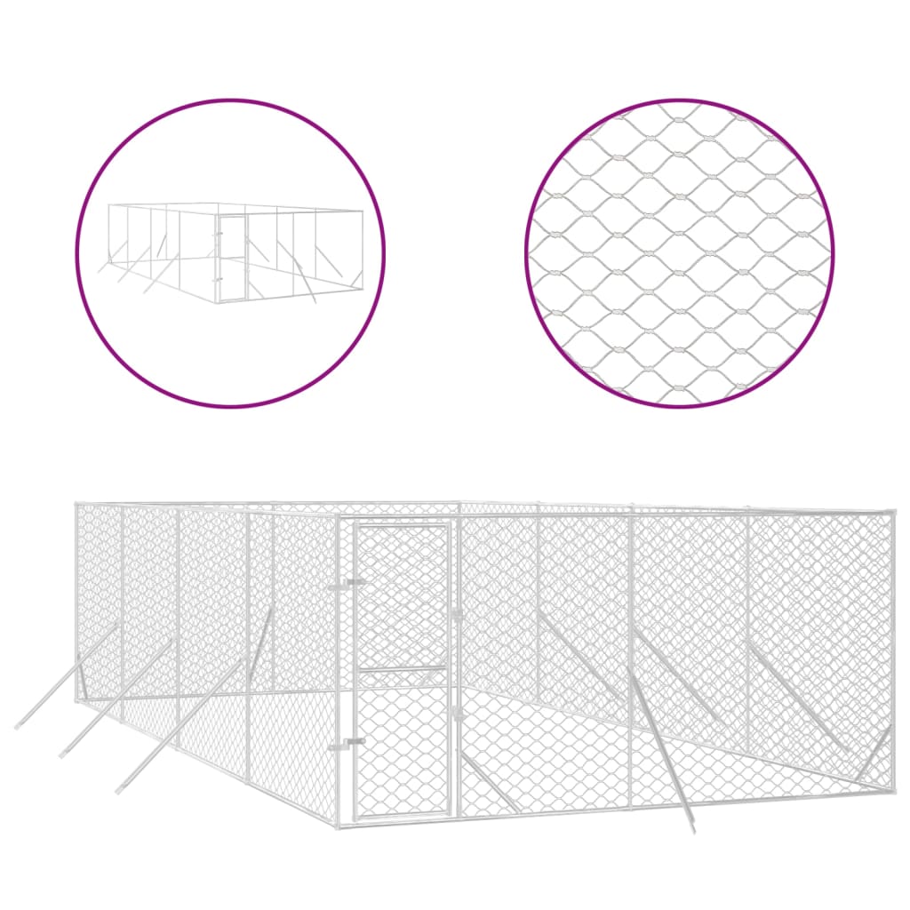 Vidaxl -Hundezwinger für Außen 4x8x2 m verzinktes Stahl Silber