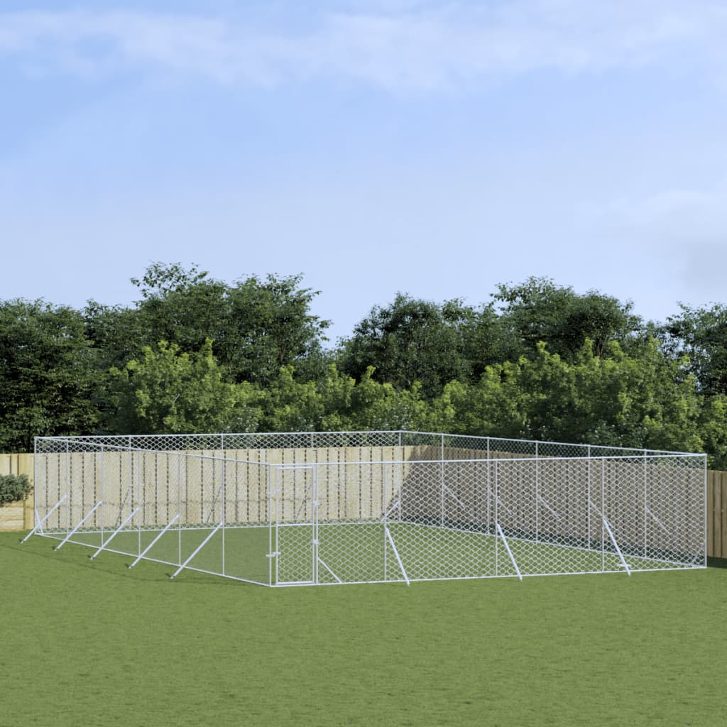 Vidaxl hundkennel för utanför 8x12x2 M galvaniserat stål silver