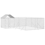 Bidaxl hundkennel med tak 6x6x2,5 m galvaniserat stål silver