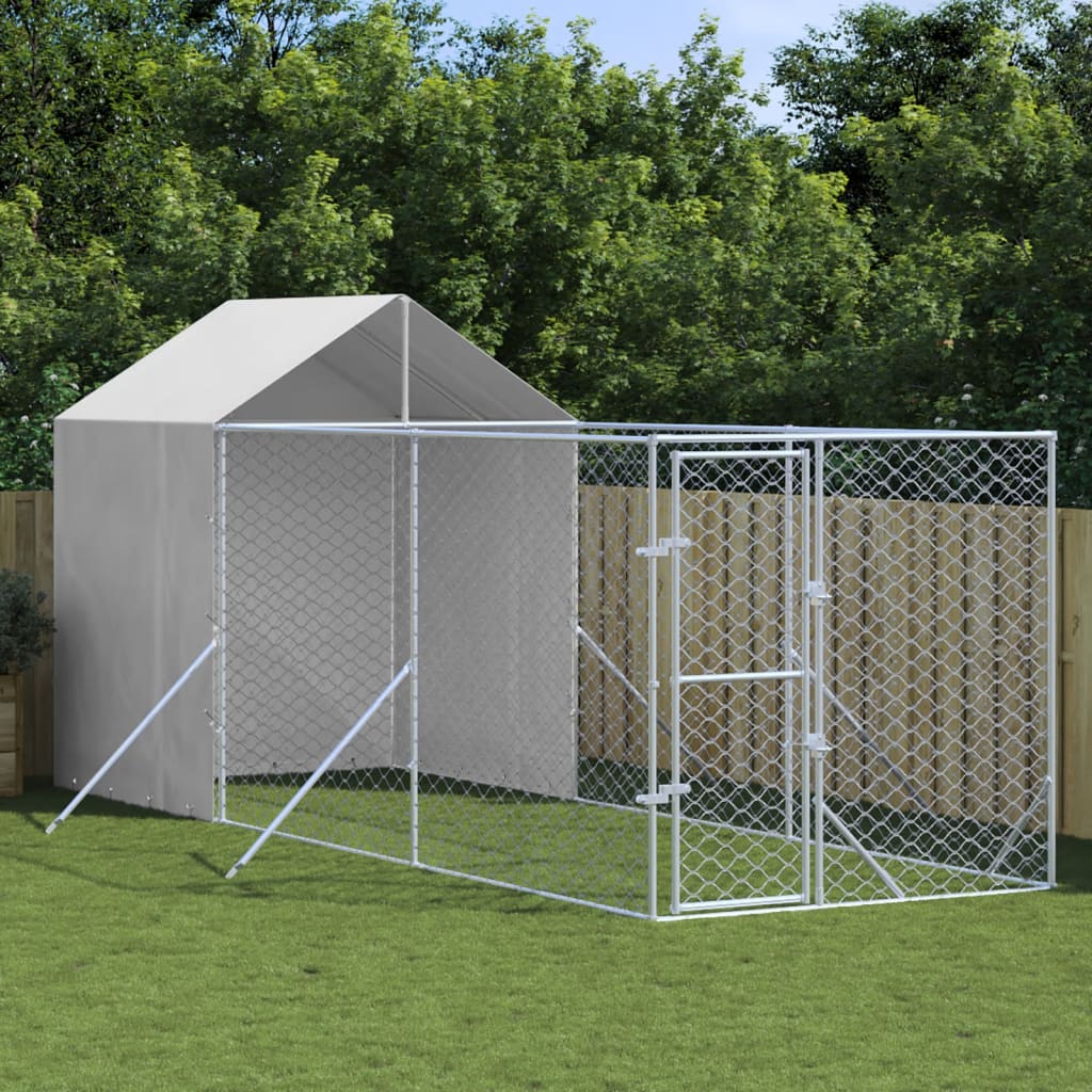 Perrera de perros de Vidaxl con techo 2x6x2.5 M M M M Galvanized Steel Color de plata