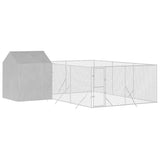 Bidaxl hundkennel med tak 6x6x2,5 m galvaniserat stål silver