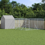 Bidaxl hundkennel med tak 6x6x2,5 m galvaniserat stål silver