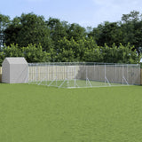 Vidaxl Hond Kennel mam Daach 10x10x2.5 m galvaniséiert Stol Sëlwer