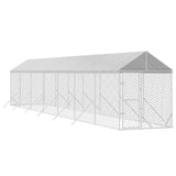 Perrera de perros de Vidaxl con techo 2x14x2.5 M de acero galvanizado de plata