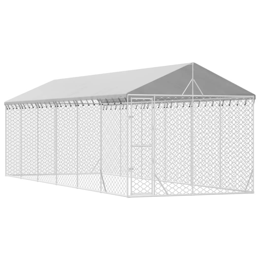 Vidaxl hundkennel med tak 3x9x2,5 m galvaniserad stål silverfärg