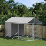 Perrera de perros de Vidaxl con techo 2x6x2.5 M M M M Galvanized Steel Color de plata