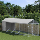 Vidaxl Hond Kennel mam Daach 2x10x2.5 m galvaniséiert Stol Sëlwer