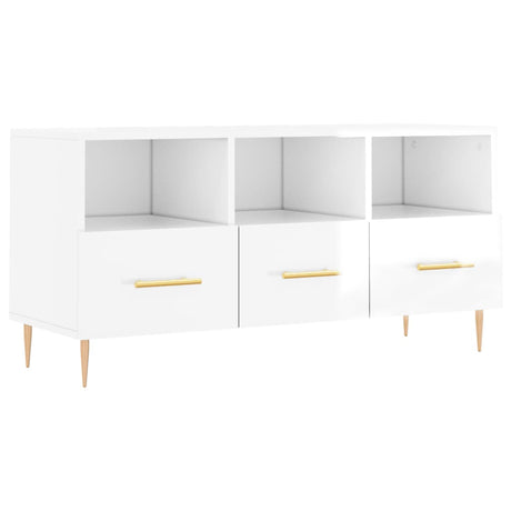 Vidaxl tv-meubel 102x36x50 cm bewerkt hout hoogglans wit