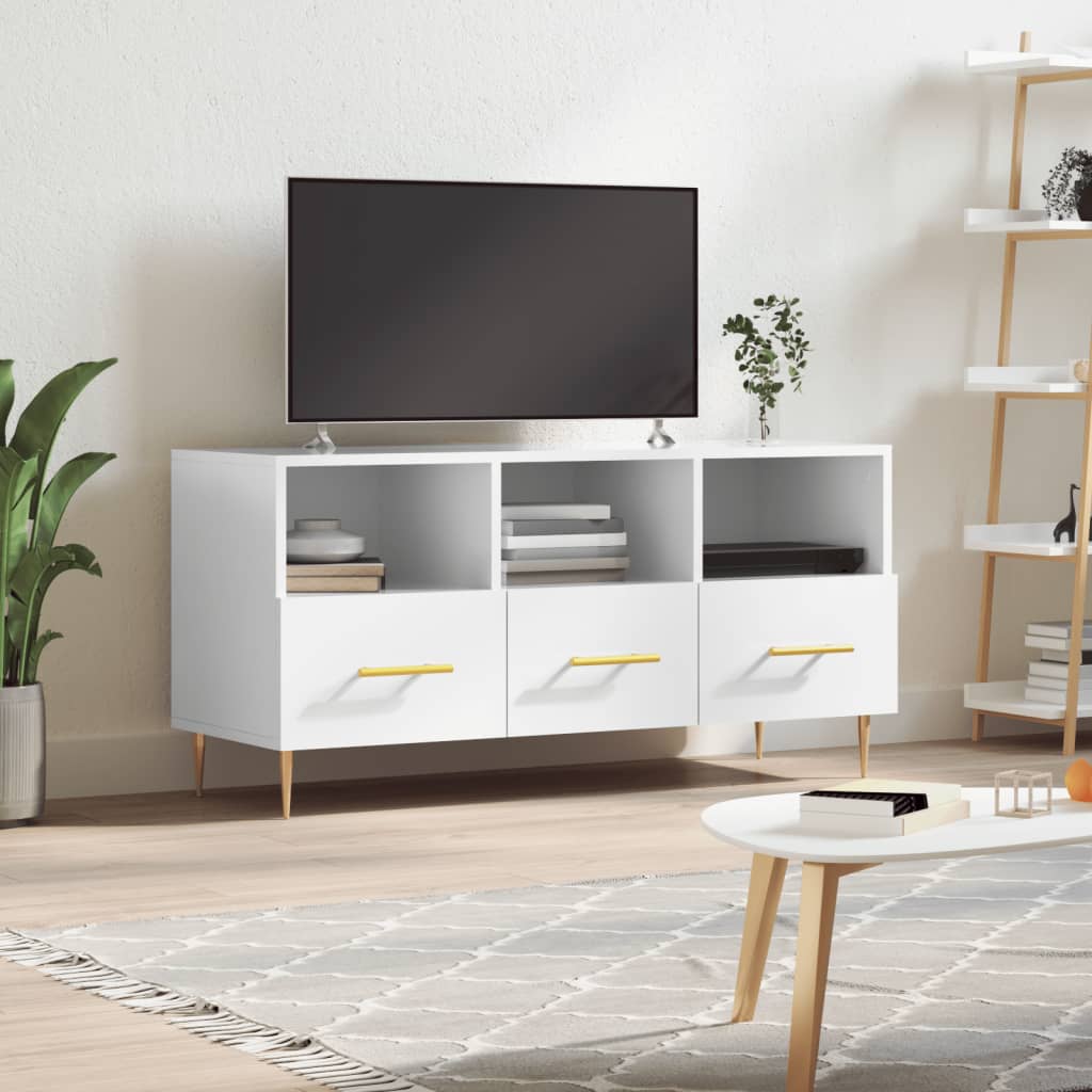 Vidaxl tv-meubel 102x36x50 cm bewerkt hout hoogglans wit