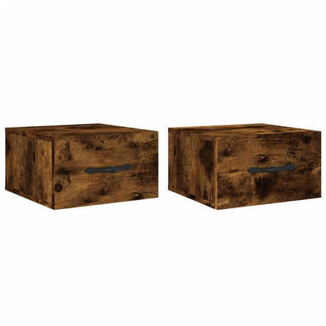 Vidaxl nachtkastjes 2 st wandgemonteerd 35x35x20 cm gerookt eikenkleur