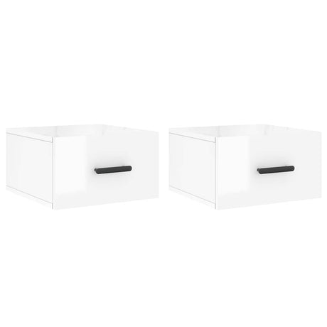Vidaxl nachtkastjes 2 st wandgemonteerd 35x35x20 cm hoogglans wit
