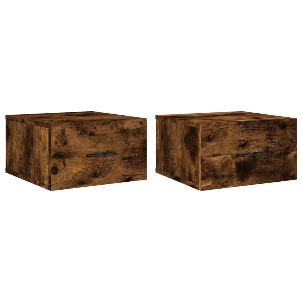 Vidaxl nachtkastjes 2 st wandgemonteerd 35x35x20 cm gerookt eikenkleur