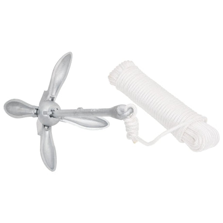 Vidaxl anker met touw inklapbaar 3,2 kg smeedijzer zilverkleurig