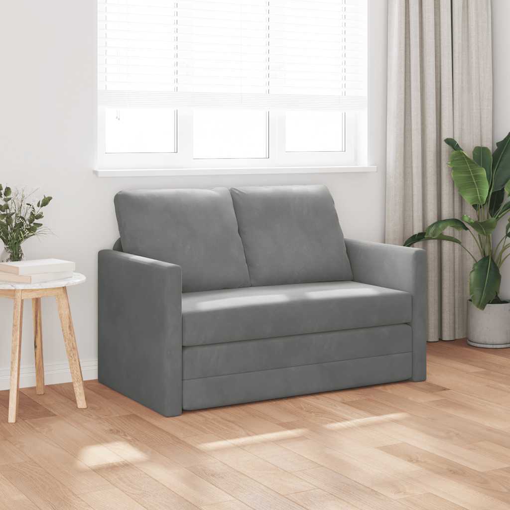 Vidaxl slaapbank vloermodel 2-in-1 122x204x55 cm fluweel donkergrijs