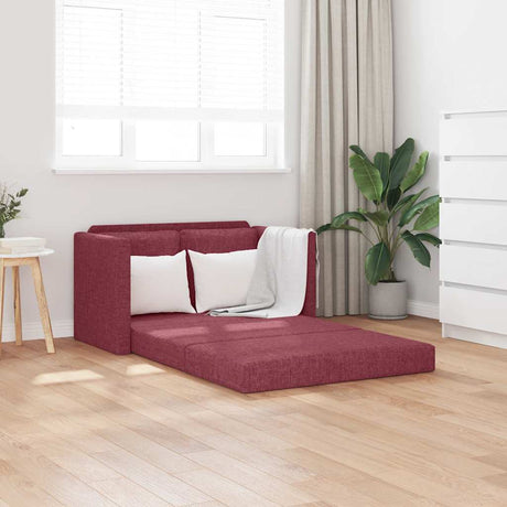 Vidaxl slaapbank vloermodel 2-in-1 112x174x55 cm stof wijnrood