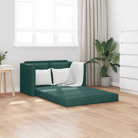 Vidaxl slaapbank vloermodel 2-in-1 112x174x55 cm stof donkergroen