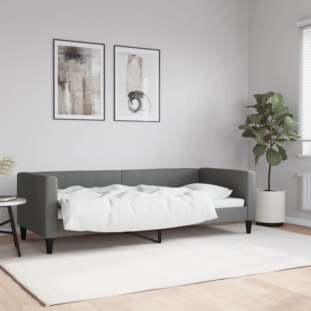 Vidaxl slaapbank 80x200 cm stof donkergrijs