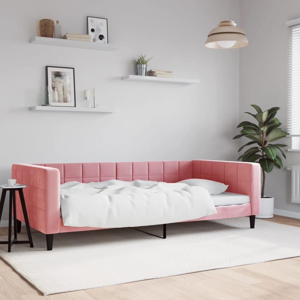 Vidaxl slaapbank 100x200 cm fluweel roze