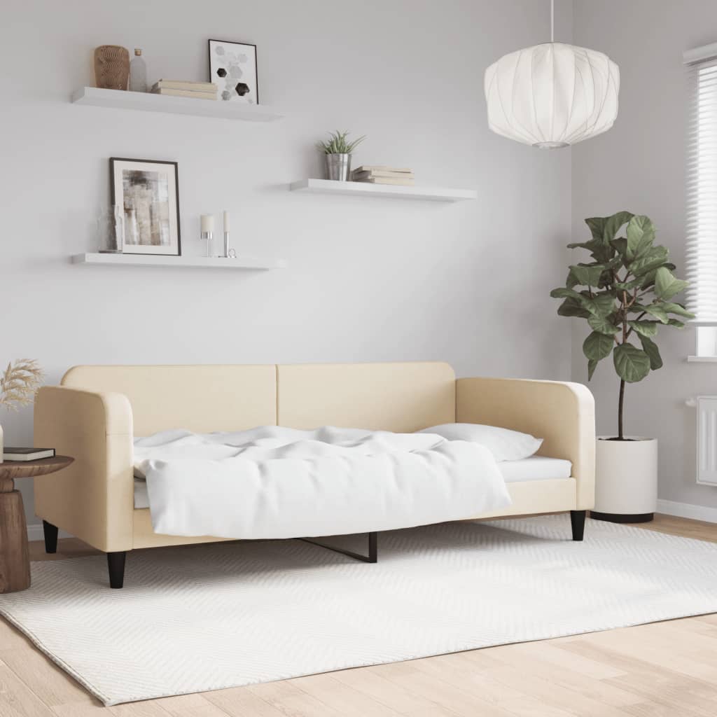 Vidaxl slaapbank 90x200 cm stof crèmekleurig