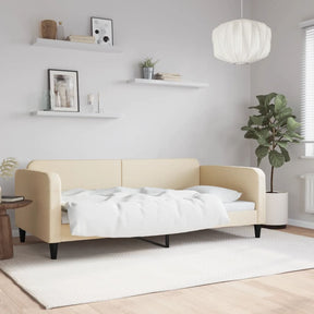 Vidaxl slaapbank 100x200 cm stof crèmekleurig