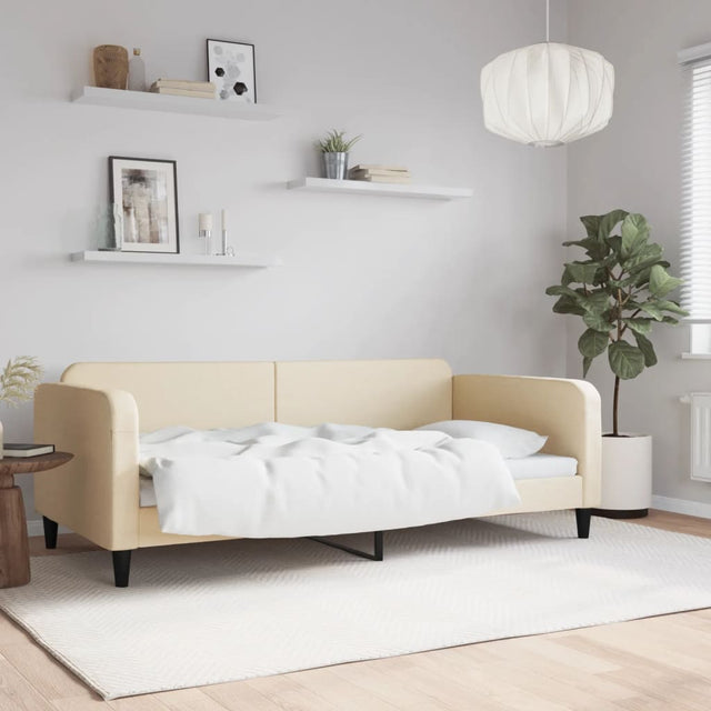 Vidaxl slaapbank 100x200 cm stof crèmekleurig