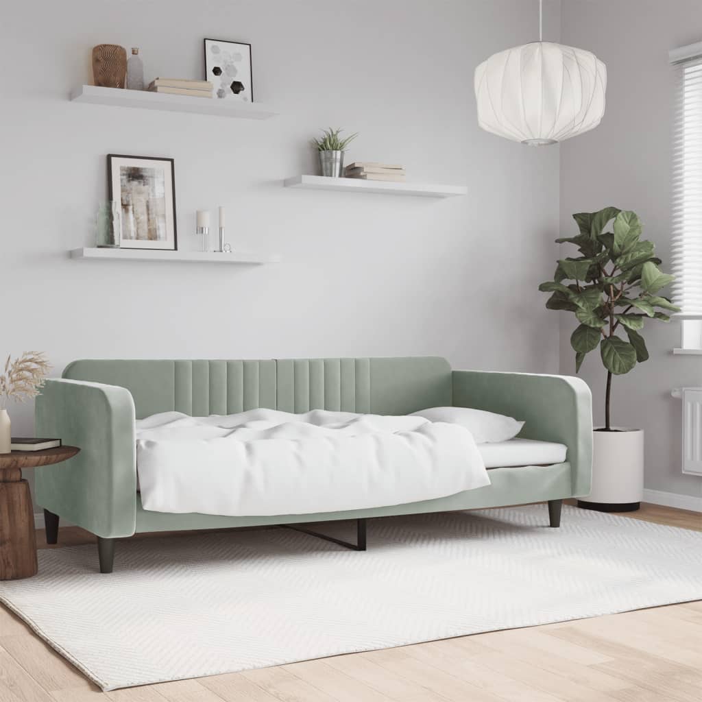 Vidaxl slaapbank 90x200 cm fluweel lichtgrijs