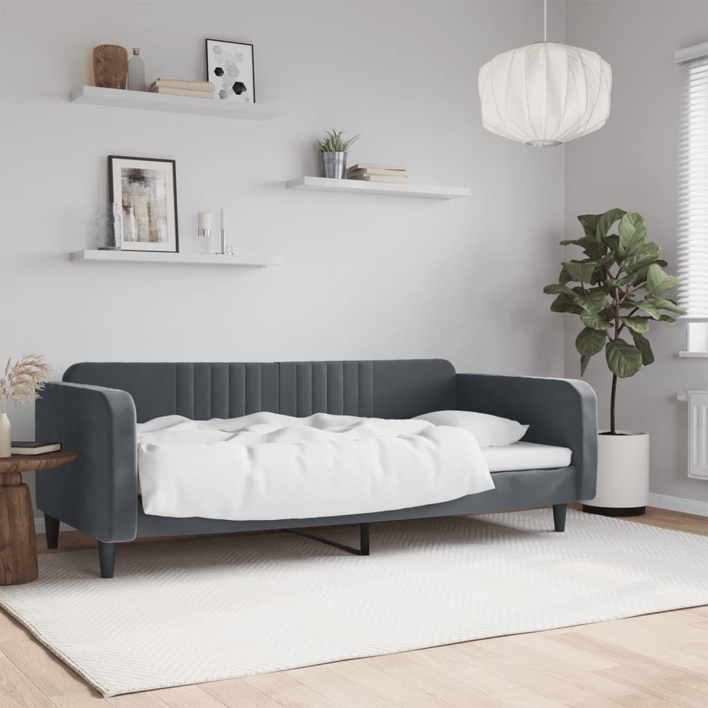 Vidaxl slaapbank 90x200 cm fluweel donkergrijs
