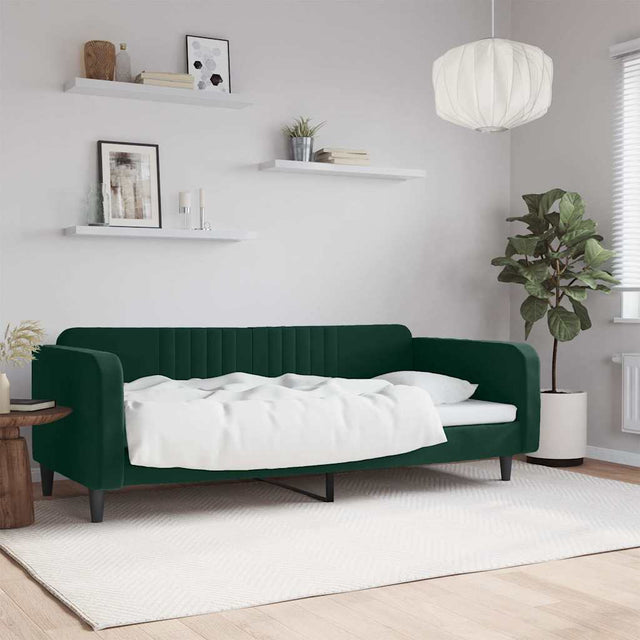 Vidaxl slaapbank 100x200 cm fluweel donkergroen