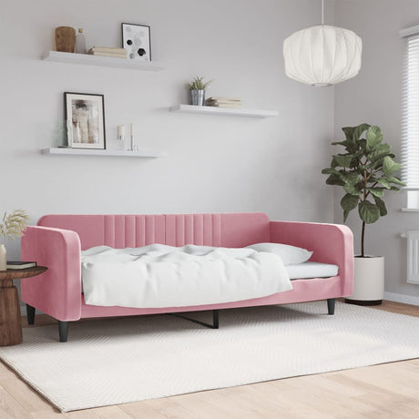 Vidaxl slaapbank 100x200 cm fluweel roze