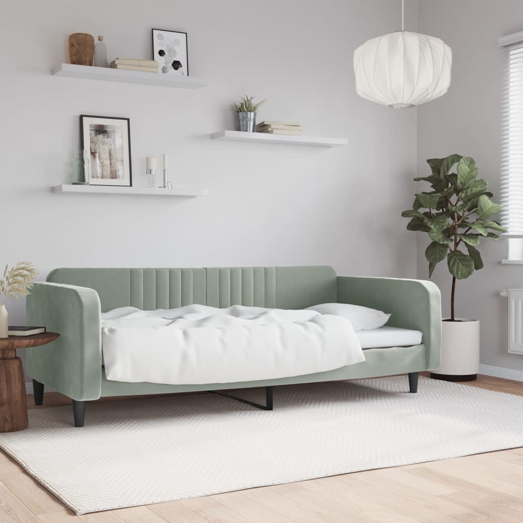 Vidaxl slaapbank 100x190 cm fluweel lichtgrijs