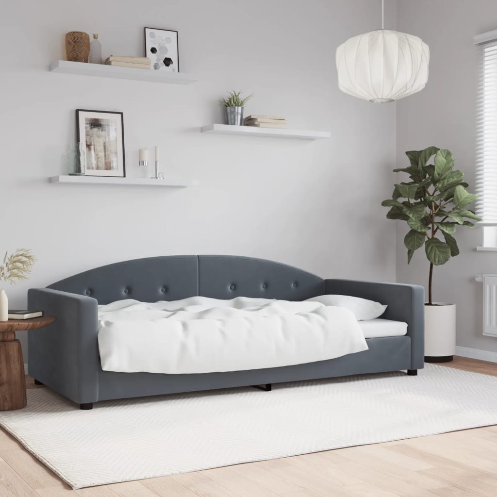 Vidaxl slaapbank 90x200 cm fluweel donkergrijs