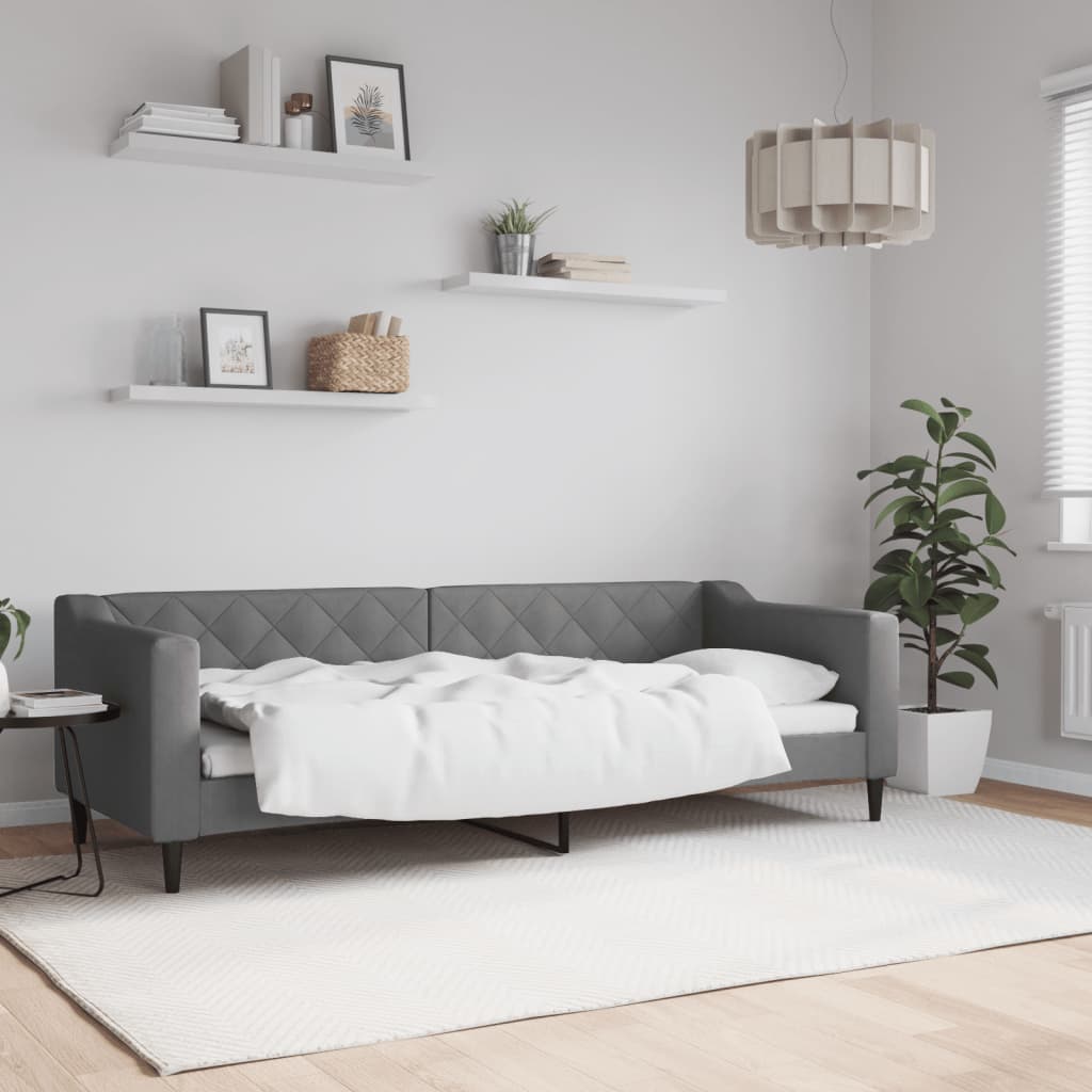 Vidaxl slaapbank 80x200 cm stof donkergrijs