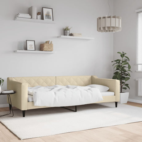 Vidaxl slaapbank 90x200 cm stof crèmekleurig