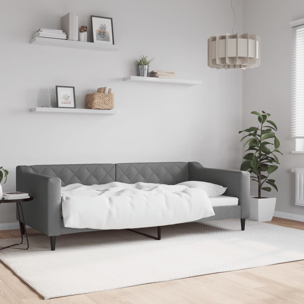 Vidaxl slaapbank 90x190 cm stof donkergrijs