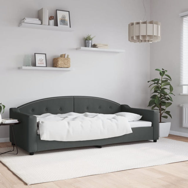 Vidaxl slaapbank 90x200 cm stof donkergrijs