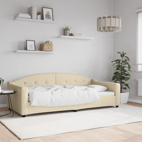 Vidaxl slaapbank 90x200 cm stof crèmekleurig