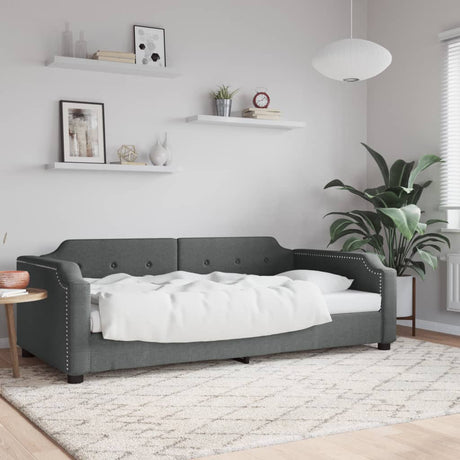 Vidaxl slaapbank 90x190 cm stof donkergrijs