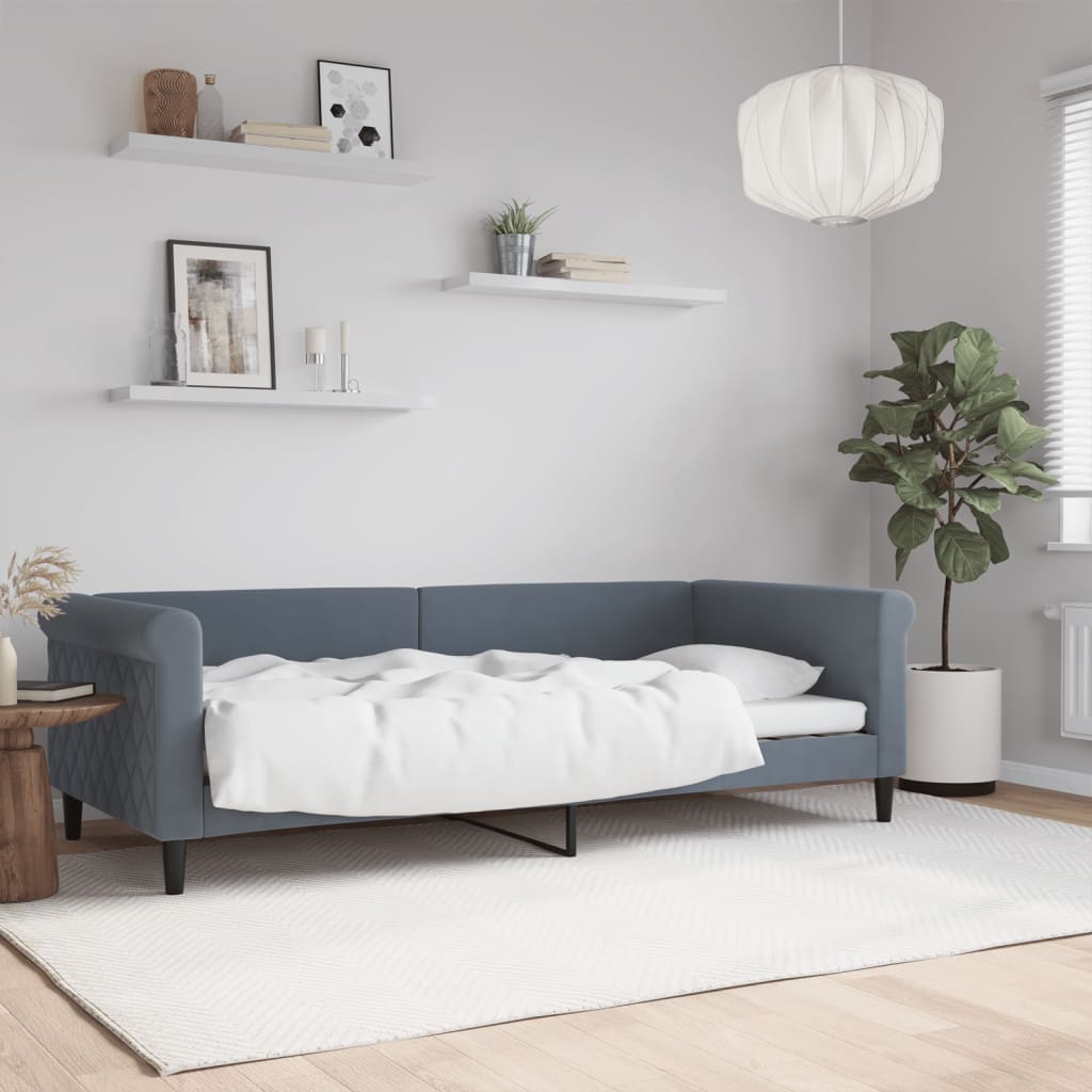 Vidaxl slaapbank 90x200 cm fluweel donkergrijs