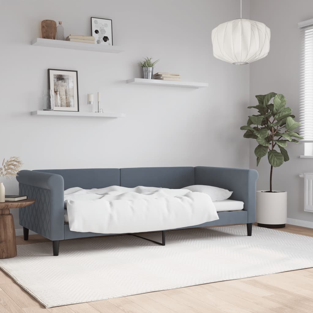 Vidaxl slaapbank 90x190 cm fluweel donkergrijs