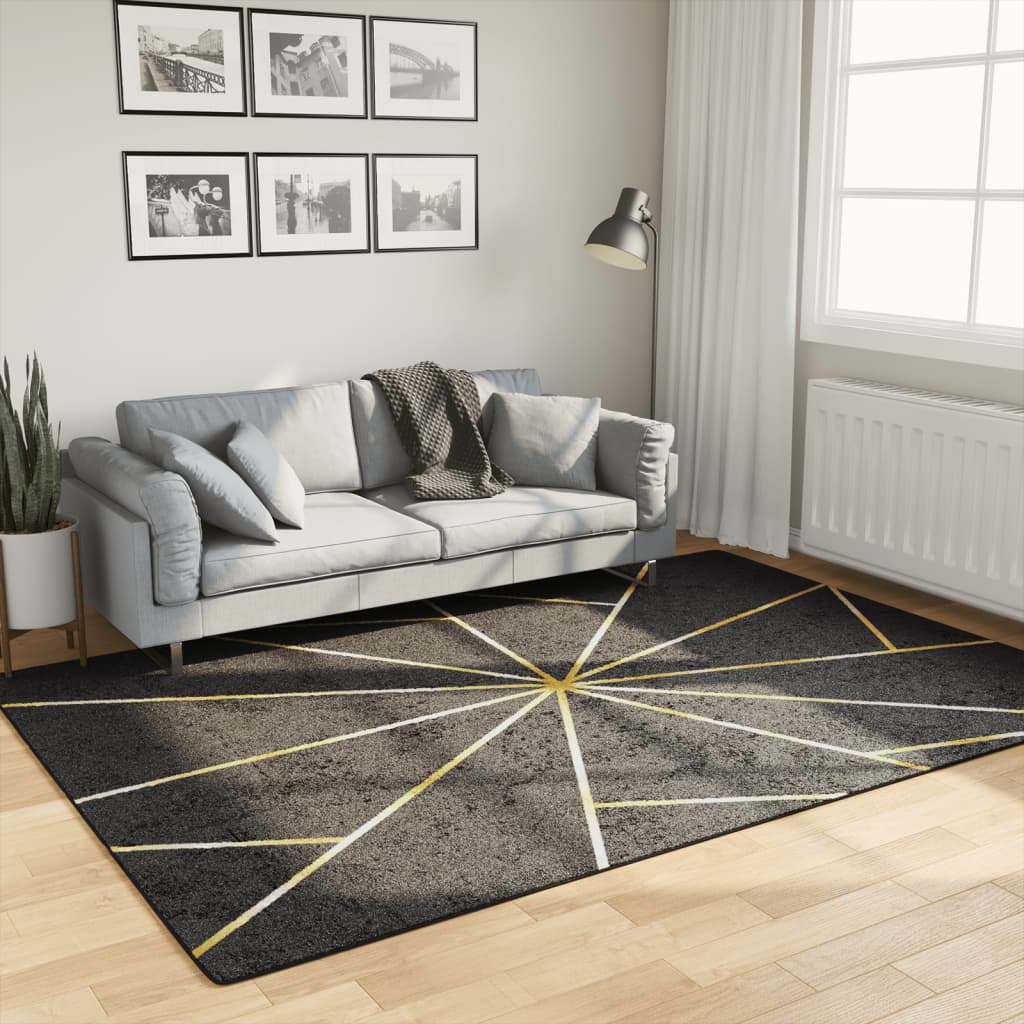 VIDAXL RUG PARBIALUBA ANTI-SLIP 160x230 cm črno in zlato obarvano