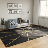 Vidaxl tæppe vaskbart anti-slip 190x300 cm sort og guldfarvet