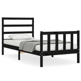 Vidaxl bedframe met hoofdbord massief hout zwart