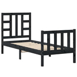 Vidaxl bedframe met hoofdbord massief hout zwart