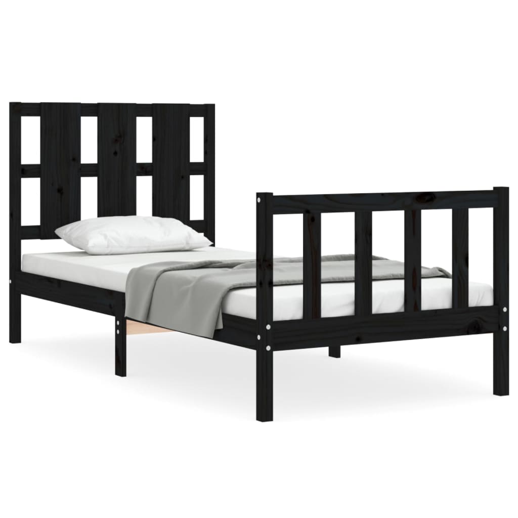 Vidaxl bedframe met hoofdbord massief hout zwart