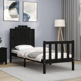 Vidaxl bedframe met hoofdbord massief hout zwart
