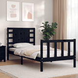 Vidaxl bedframe met hoofdbord massief hout zwart
